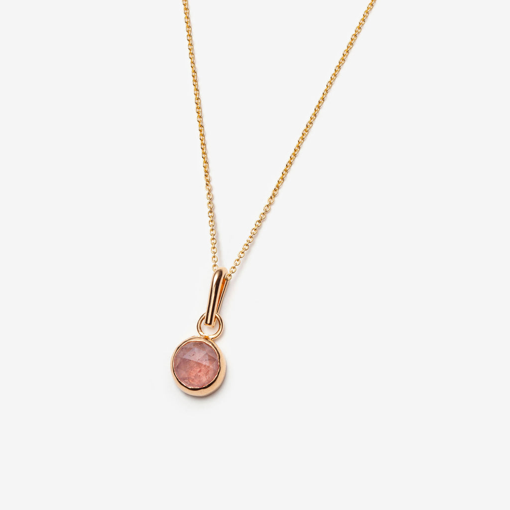 Strawberry Quartz Necklace in gold plated silver - Made in Canada