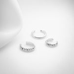 Silver ear cartilage cuff set of three