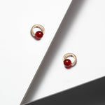 Minimalist Earrings With Carnelian Stones  in gold plated silver