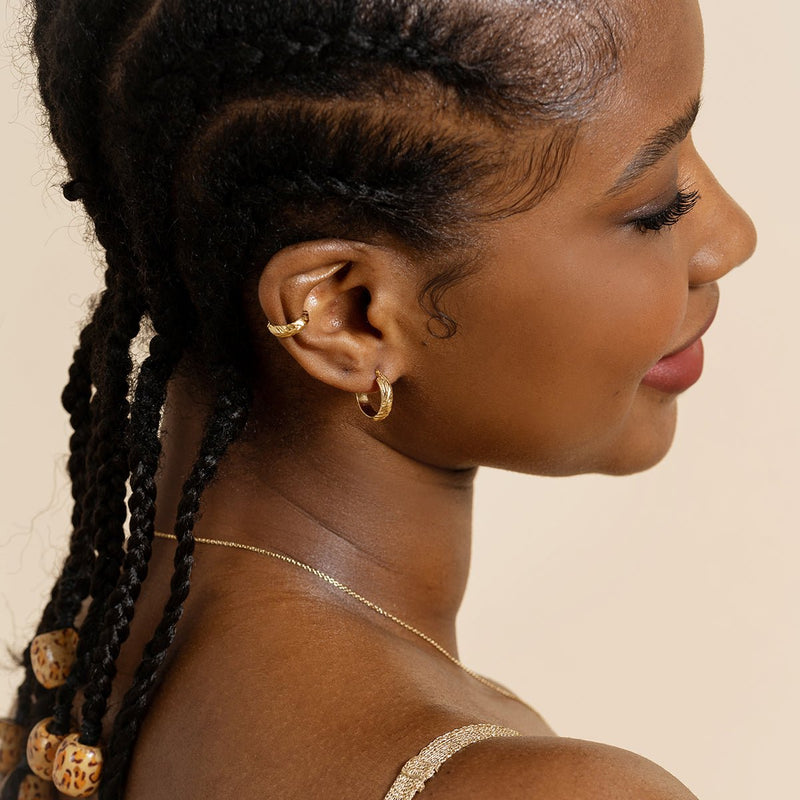 Frida, textured hoop earrings in silver or gold