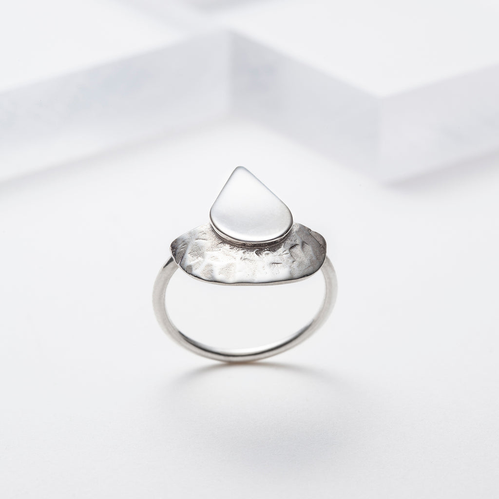 Teardrop sterling silver ring for women