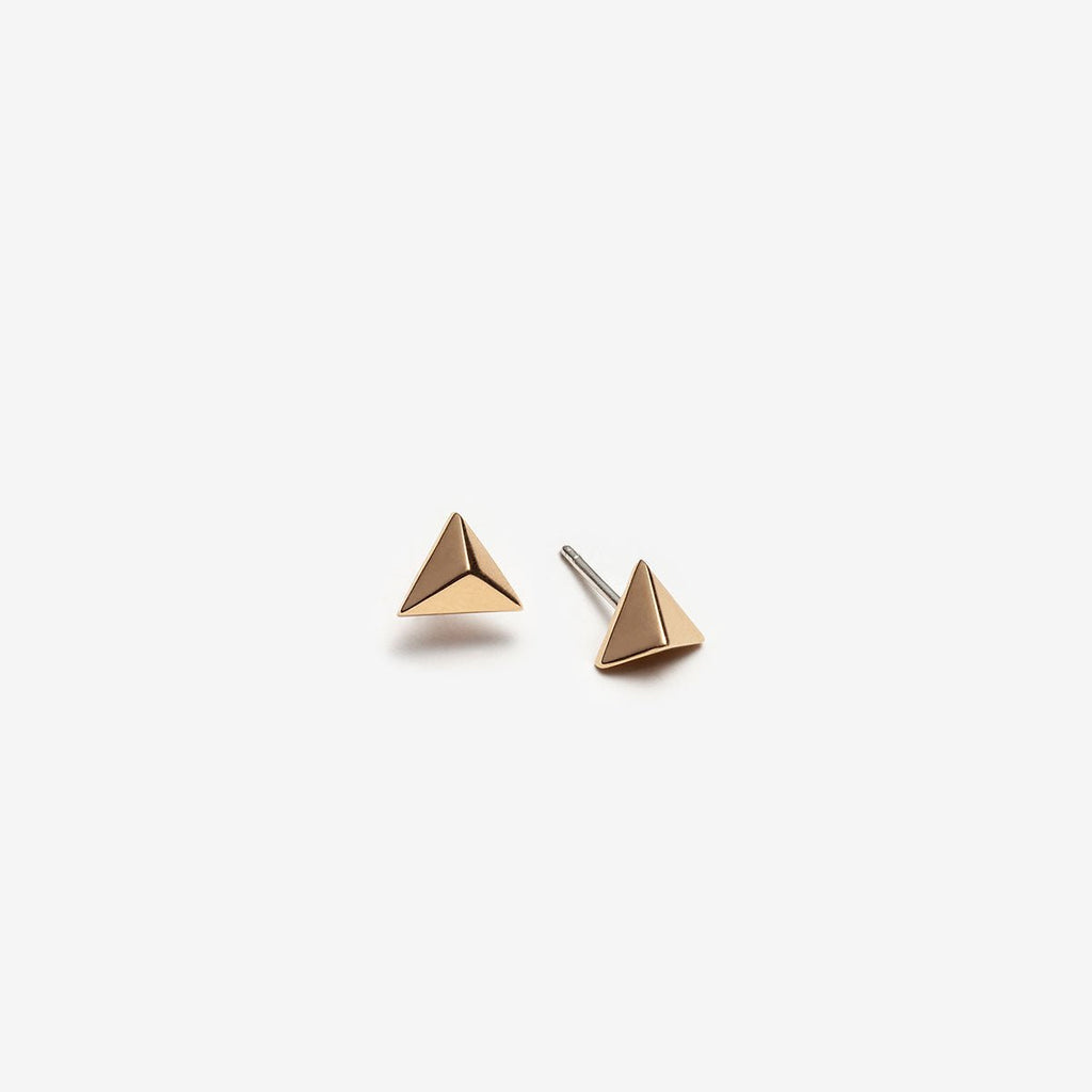 Triangular earrings - gold plated - Made in Montreal