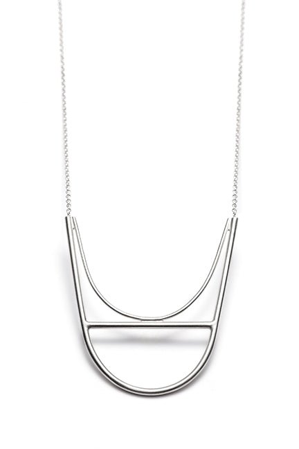 Arc, large U shape necklace in sterling silver