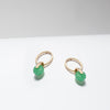 green stone drop earrings gold plated