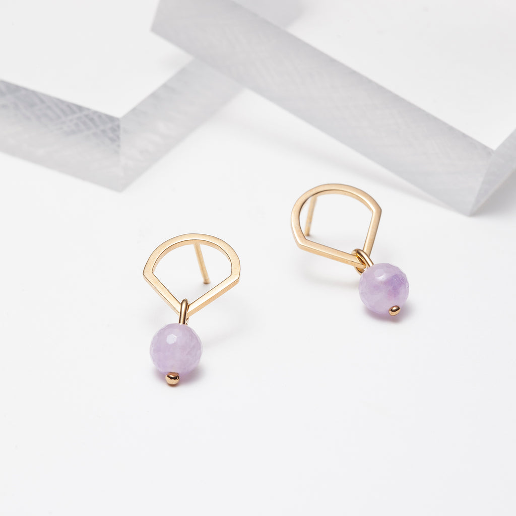 Lavender amethyst drop earrings in gold plated silver