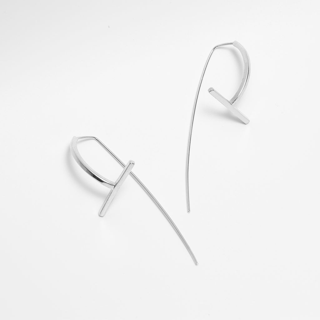 Long sterling silver statement earrings