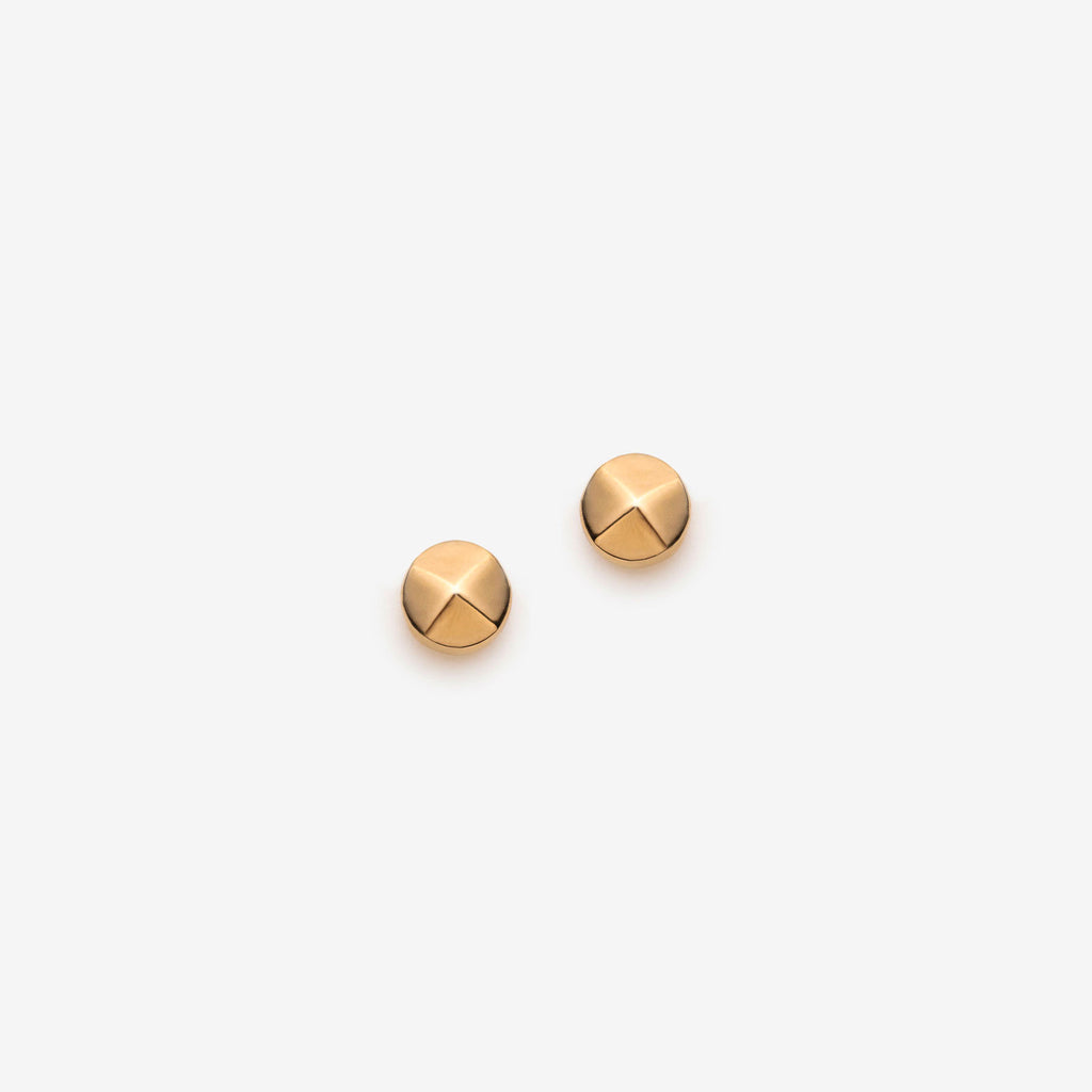 Small round faceted gold earrings by Canadian designer and jeweller Veronique Roy Jwls