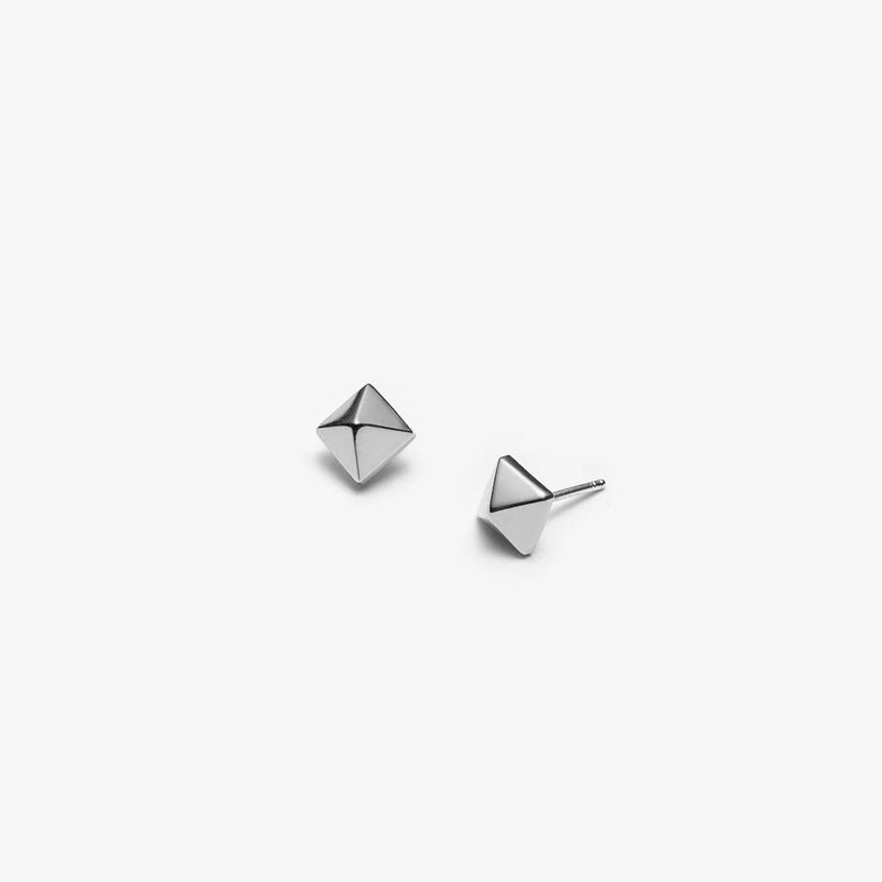 Sterling silver small square pyramid earrings